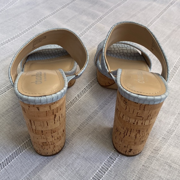 Charles by Charles David block heel sandal in pastel blue. - Picture 4 of 12